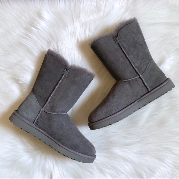 UGG Grey Bailey Button II Boots - Picture 3 of 8